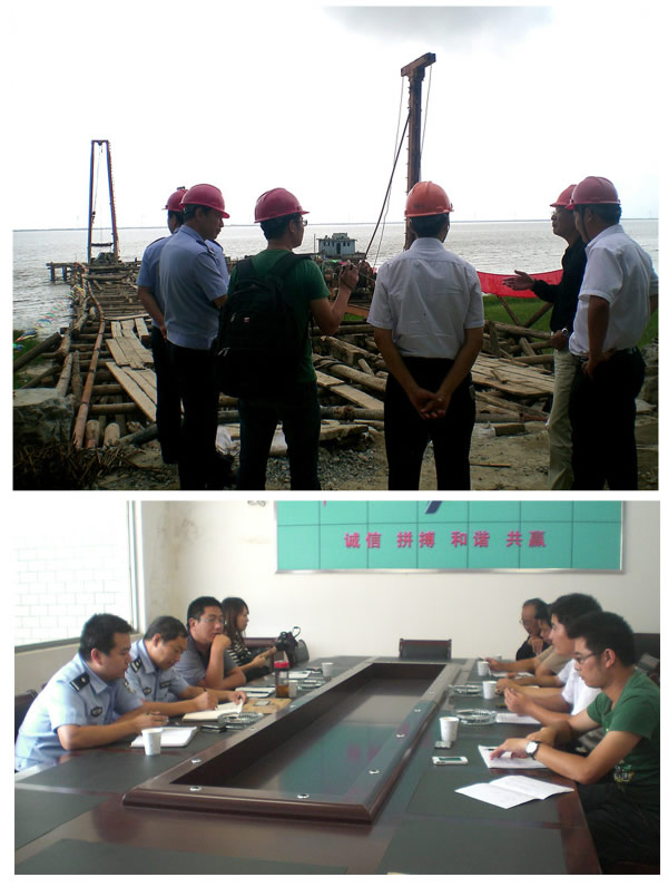 長江航運公安局、長江航運規劃設計院到啟東長航項目部檢查指導工作